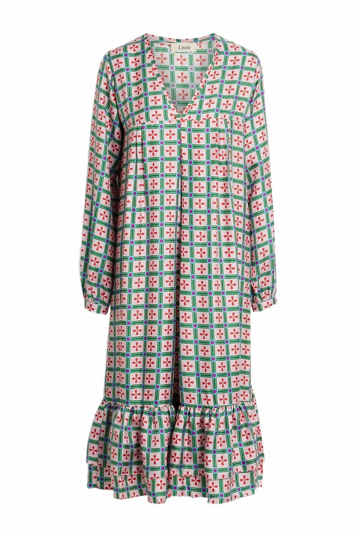 LISOU Printed silk-twill midi dress - 캐치패션