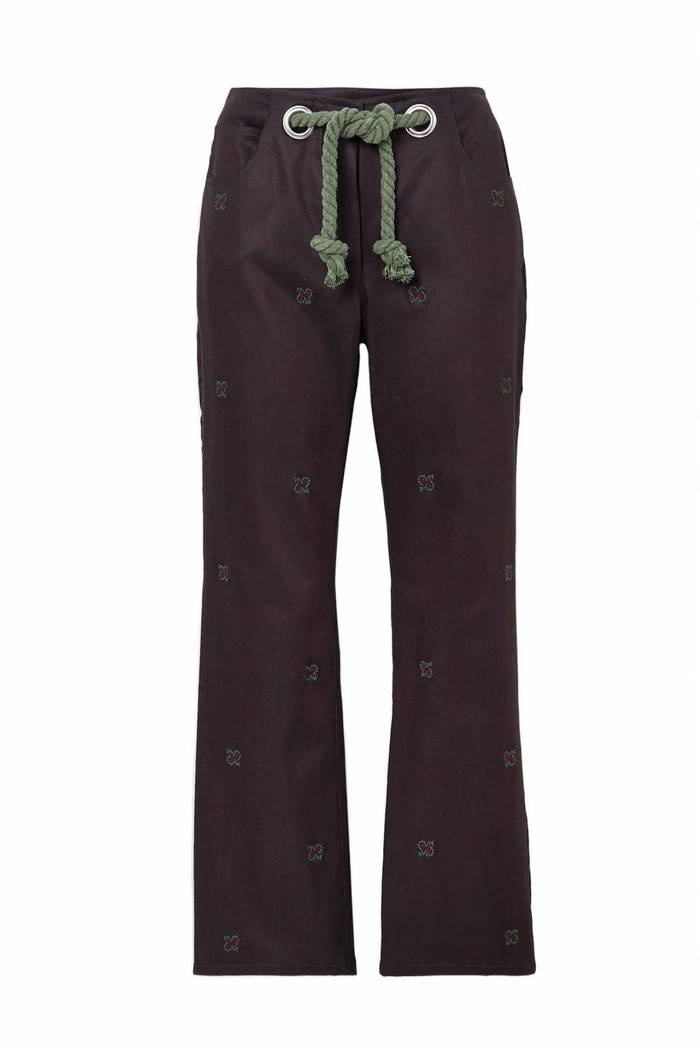 미아오(Miaou) Tommy cropped belted cotton-blend straight-leg pants - 캐치패션