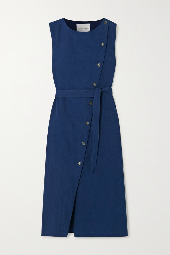 King and Tuckfield Belted denim wrap dress - 캐치패션
