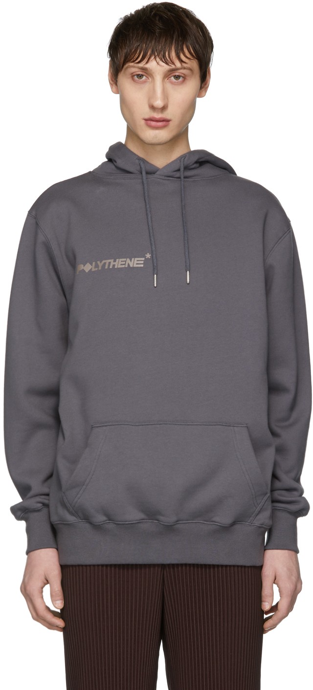 Polythene* Optics Grey Logo Vertical Hoodie - 캐치패션