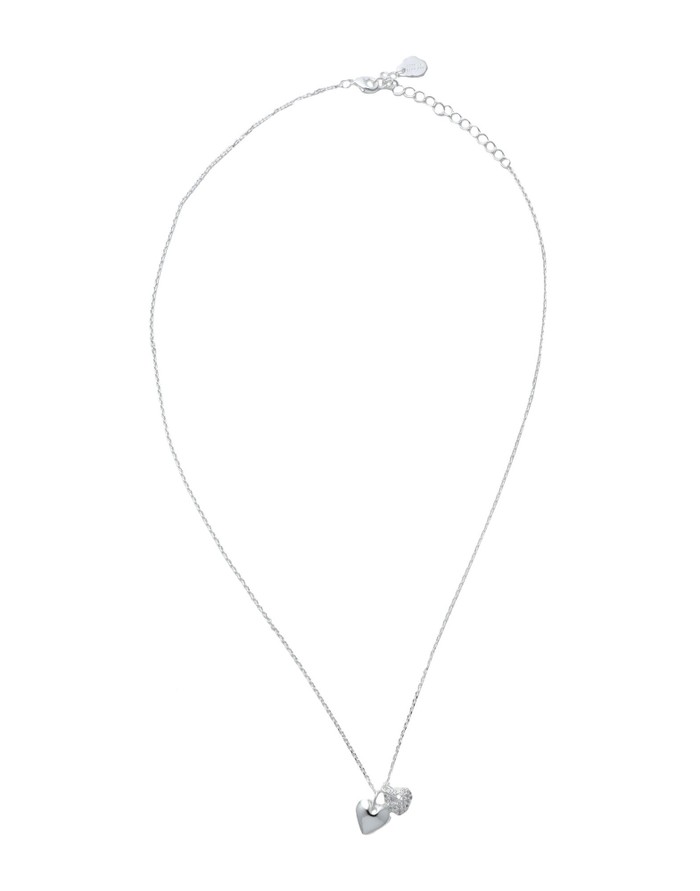 ESTELLA BARTLETT Double heart necklace - silver pave - 캐치패션